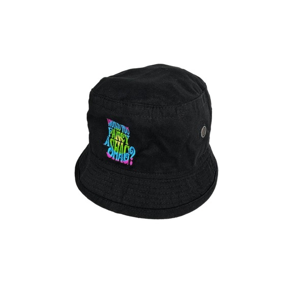 VINTAGE 1999 Austin Powers Movie Black Bucket Hat Wanna shag ? Adult Humor VTG - Picture 1 of 5